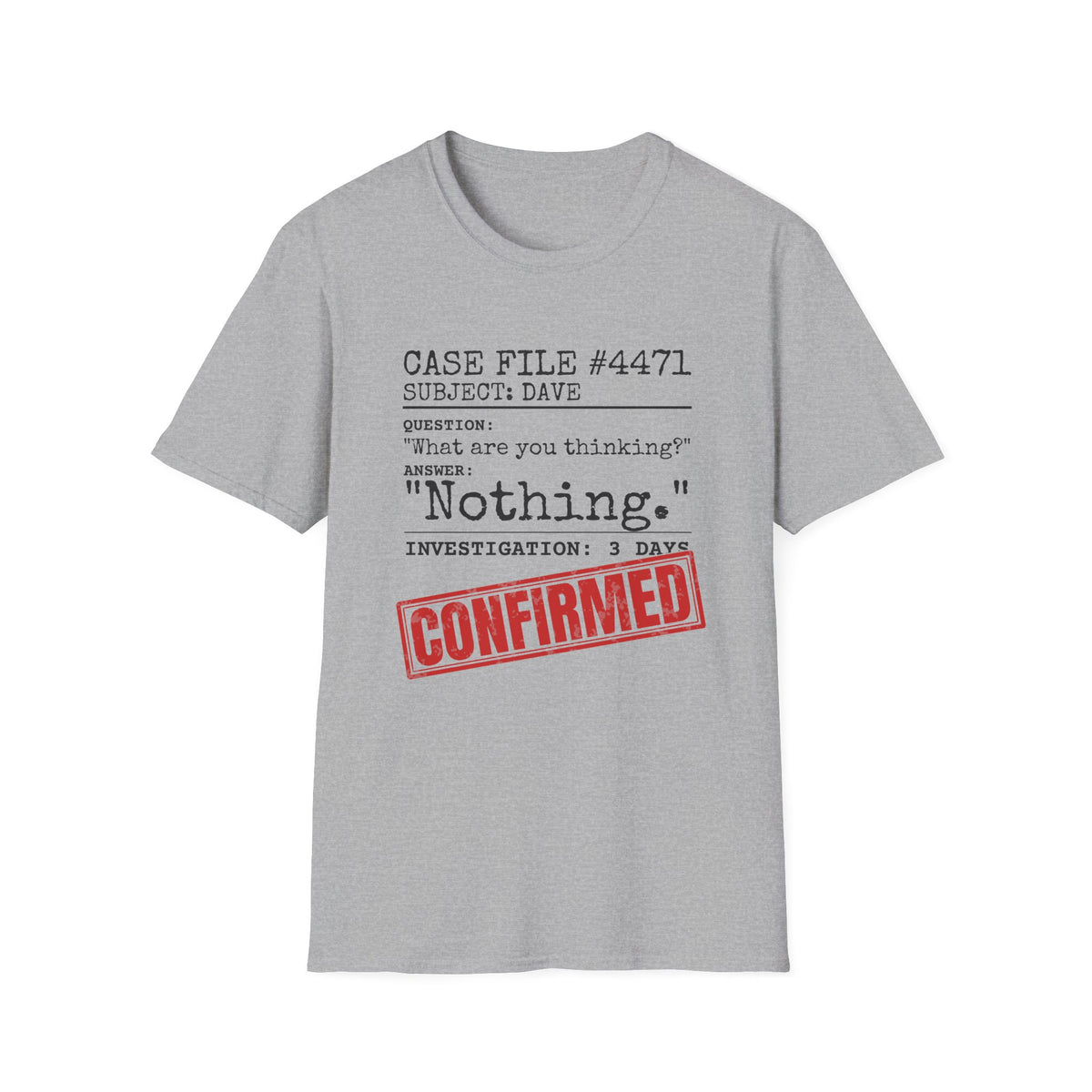 Case File Dad Joke t-shirt in Sport Gray, front view