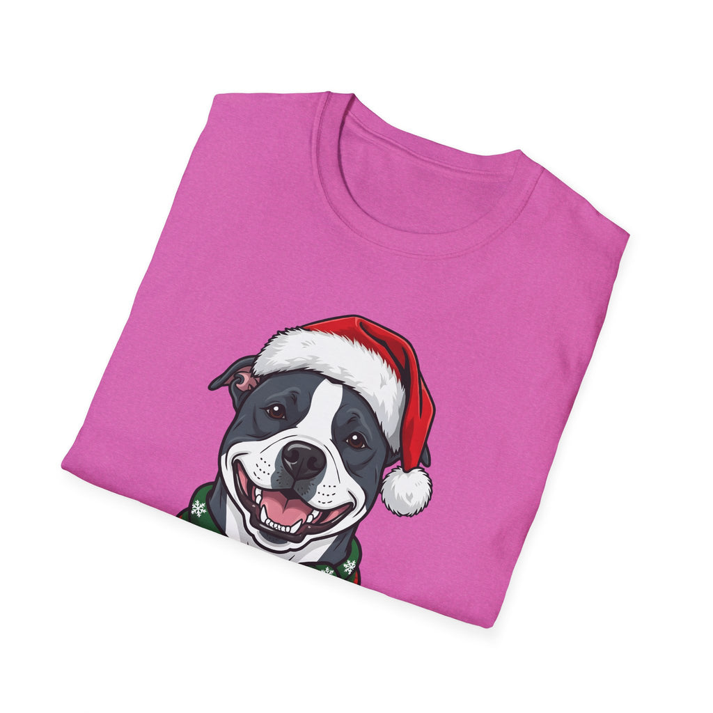 Merry Woofmas Blue Pit Bull Christmas t-shirt, product photo 36