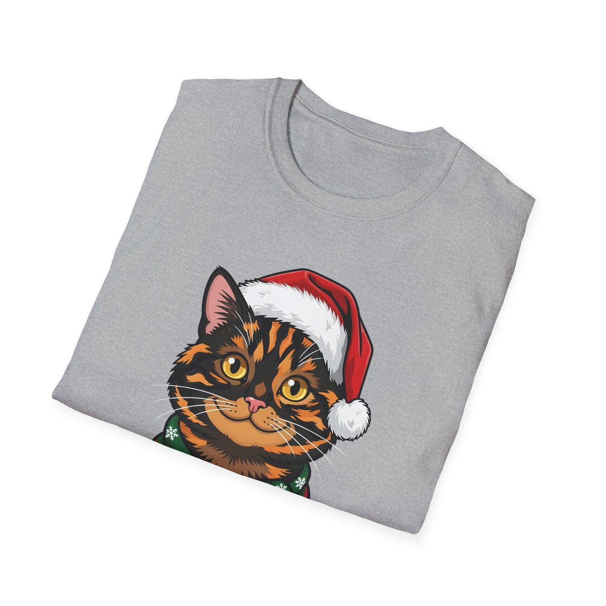 Merry Whiskers Tortoiseshell Cat Christmas t-shirt, product photo 12