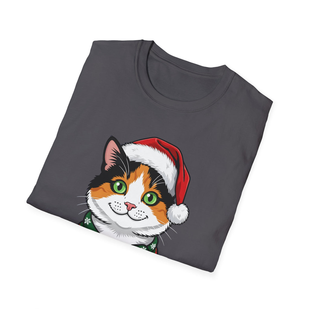 Merry Whiskers Calico Cat Christmas t-shirt, product photo 27