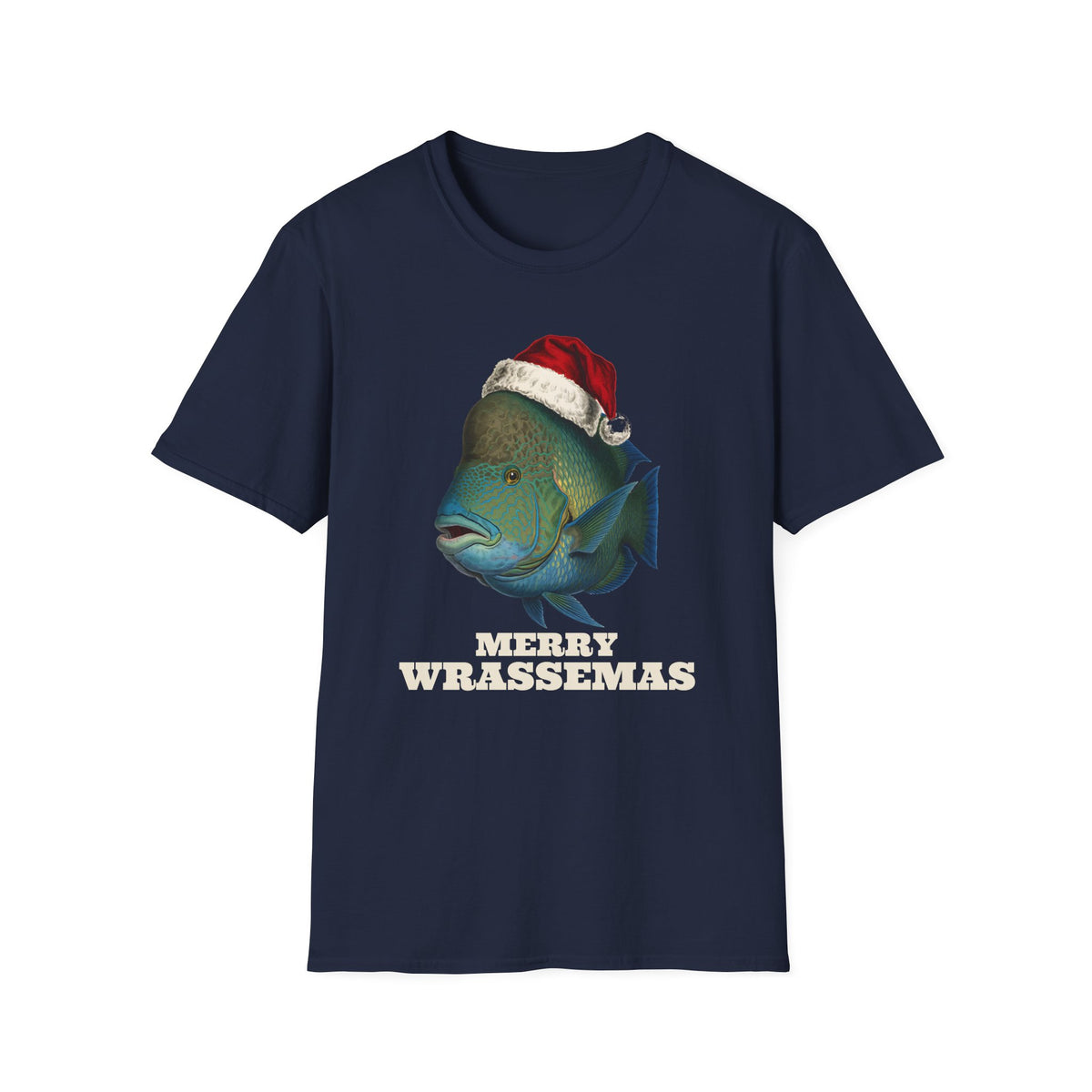 Merry Wrassemas t-shirt in Navy, front view