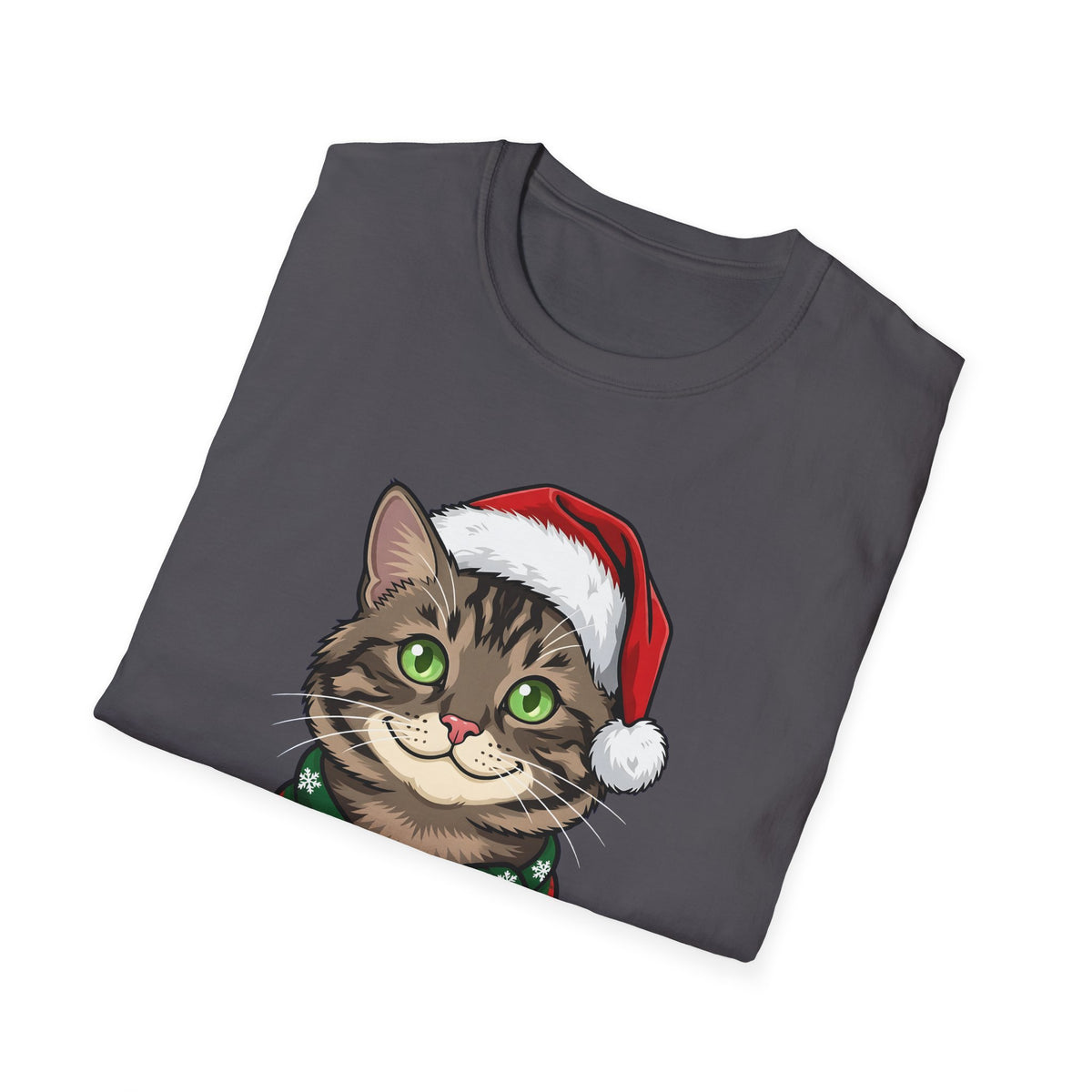 Merry Whiskers Brown Tabby Cat Christmas t-shirt, product photo 27