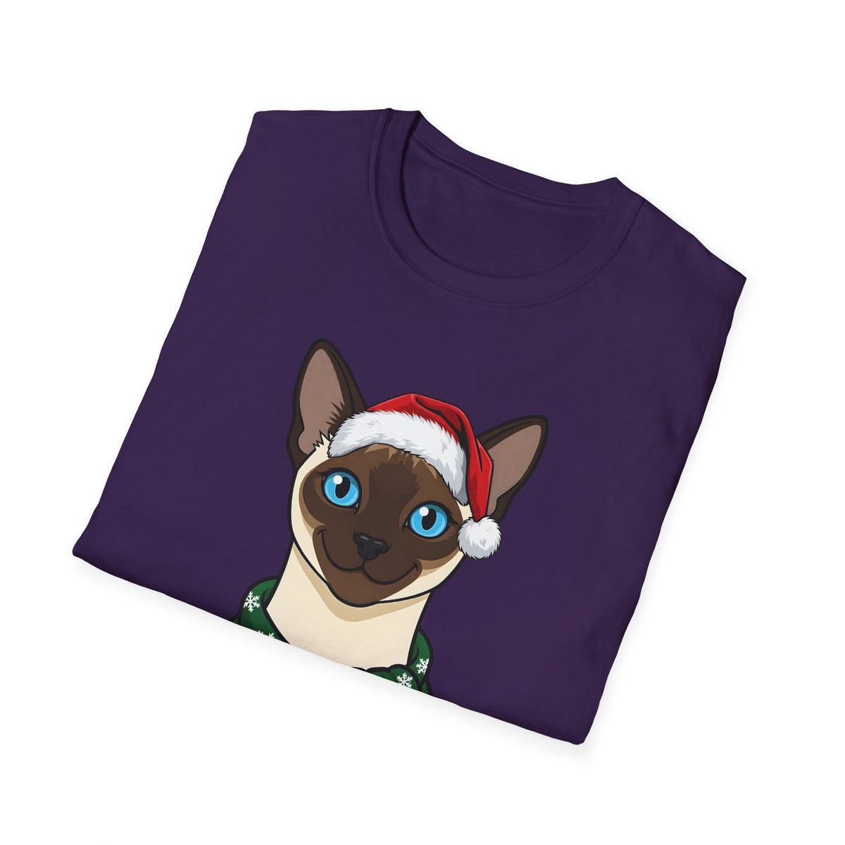 Merry Whiskers Siamese Cat Christmas t-shirt, product photo 30
