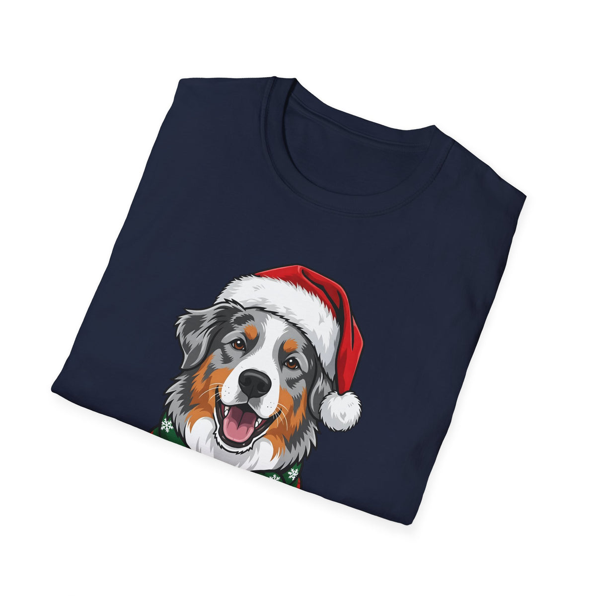 Merry Woofmas Blue Merle Australian Shepherd Christmas t-shirt, product photo 6