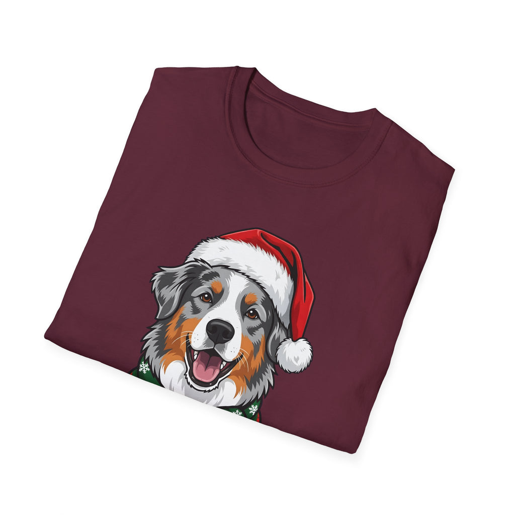 Merry Woofmas Blue Merle Australian Shepherd Christmas t-shirt, product photo 15