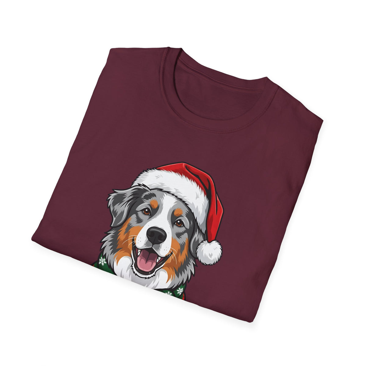 Merry Woofmas Blue Merle Australian Shepherd Christmas t-shirt, product photo 15