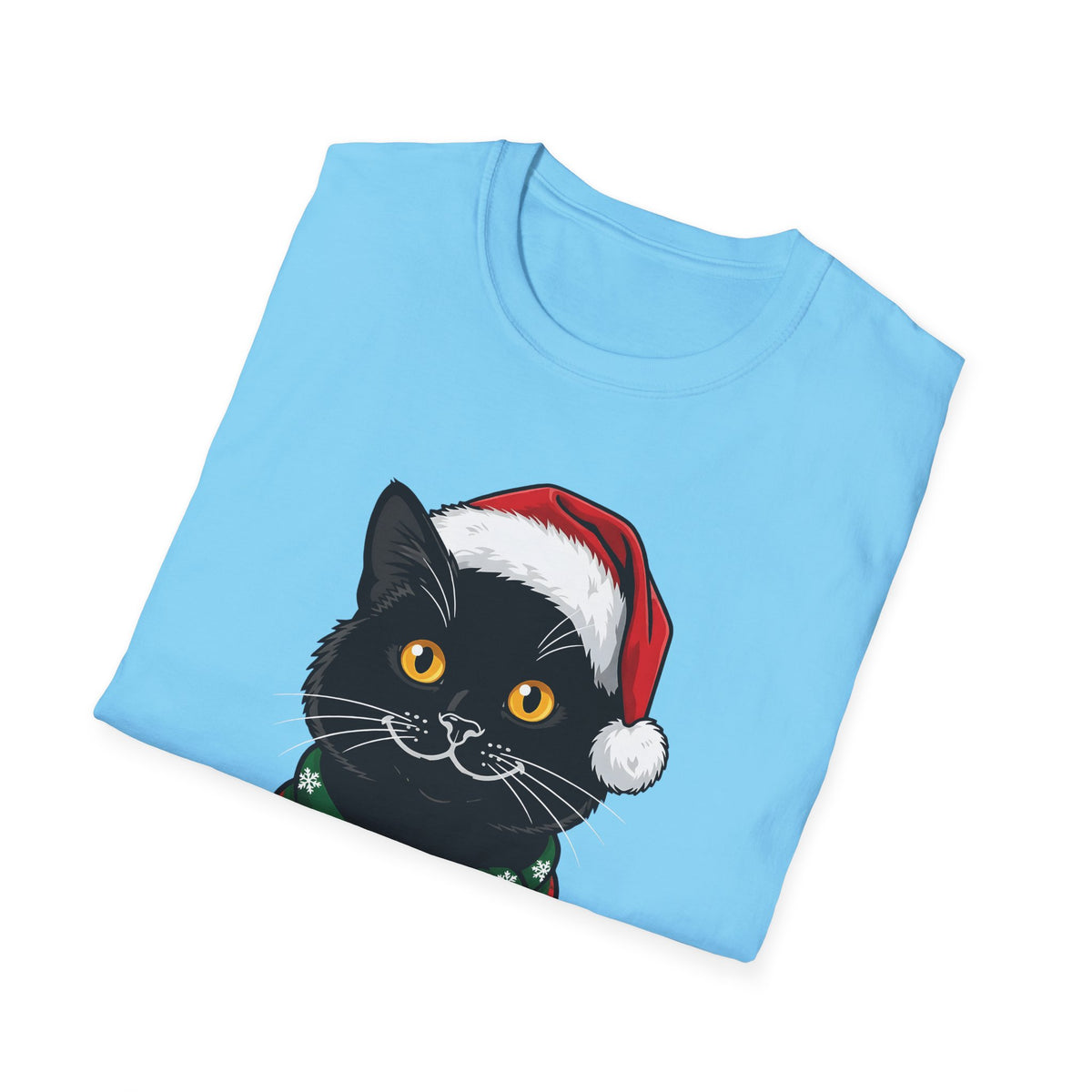 Merry Whiskers Black Cat Christmas t-shirt, product photo 21
