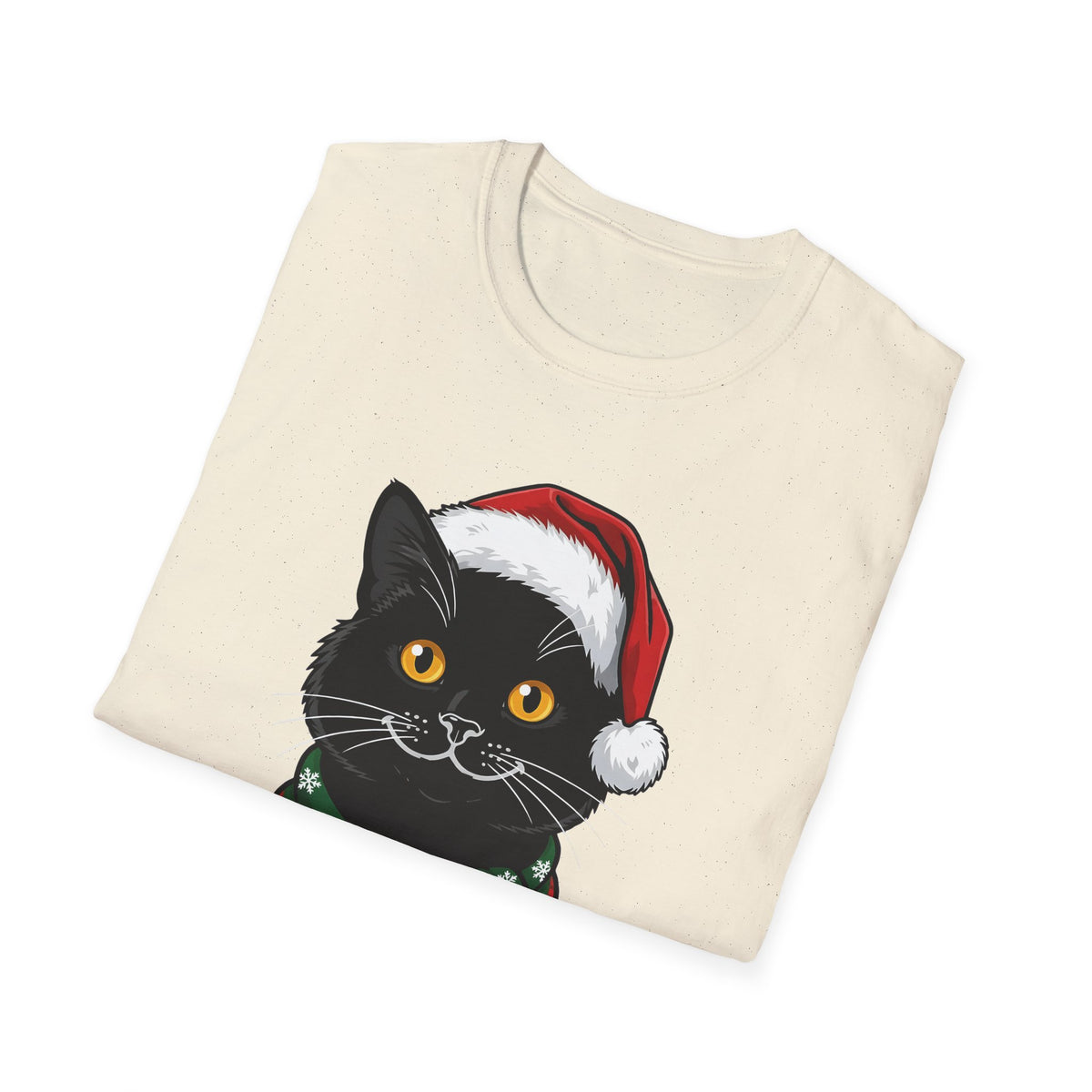 Merry Whiskers Black Cat Christmas t-shirt, product photo 15