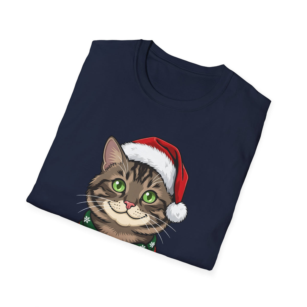 Merry Whiskers Brown Tabby Cat Christmas t-shirt, product photo 6