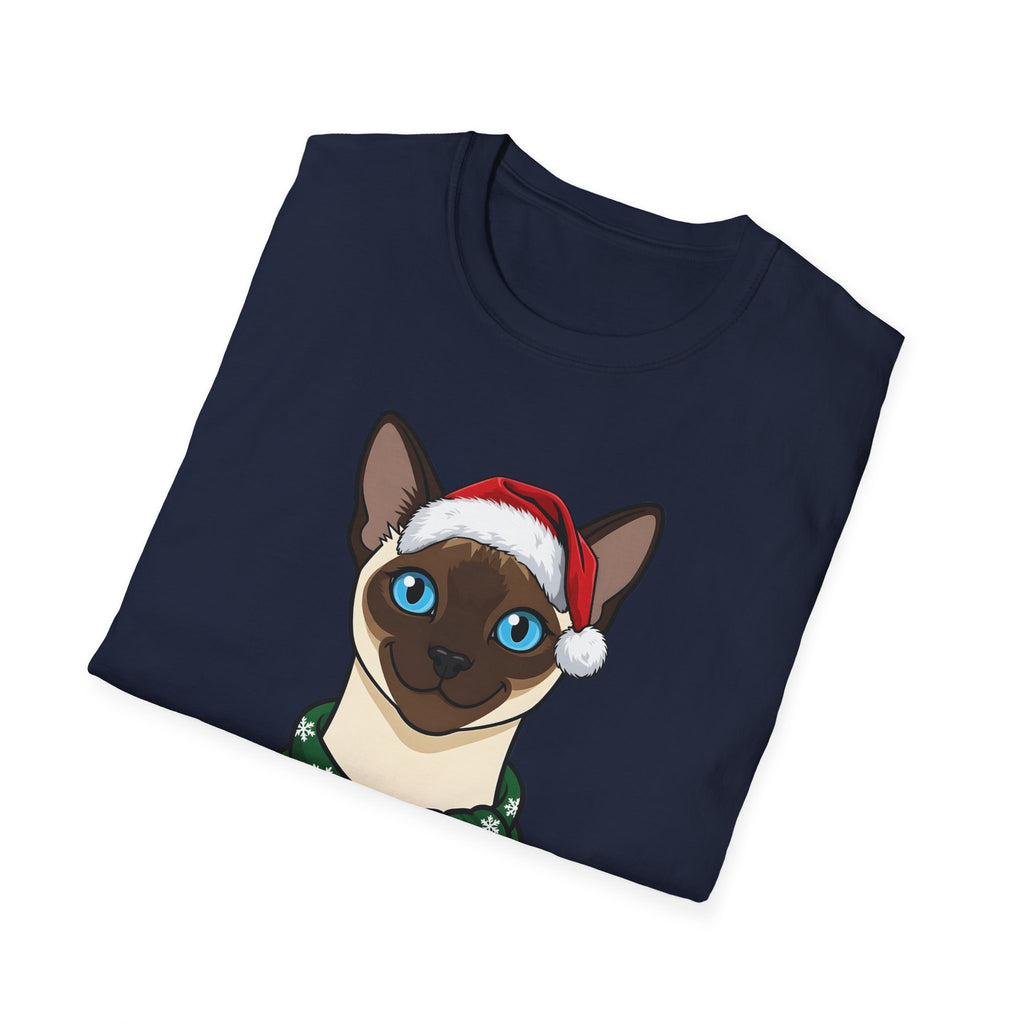 Merry Whiskers Siamese Cat Christmas t-shirt, product photo 6
