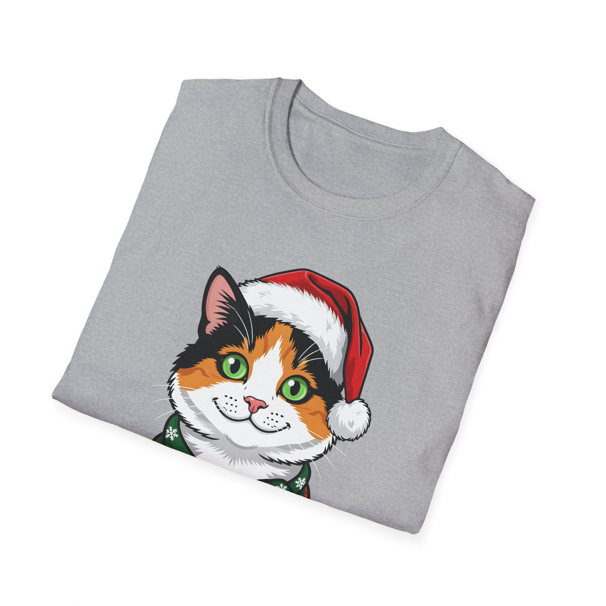 Merry Whiskers Calico Cat Christmas t-shirt, product photo 12