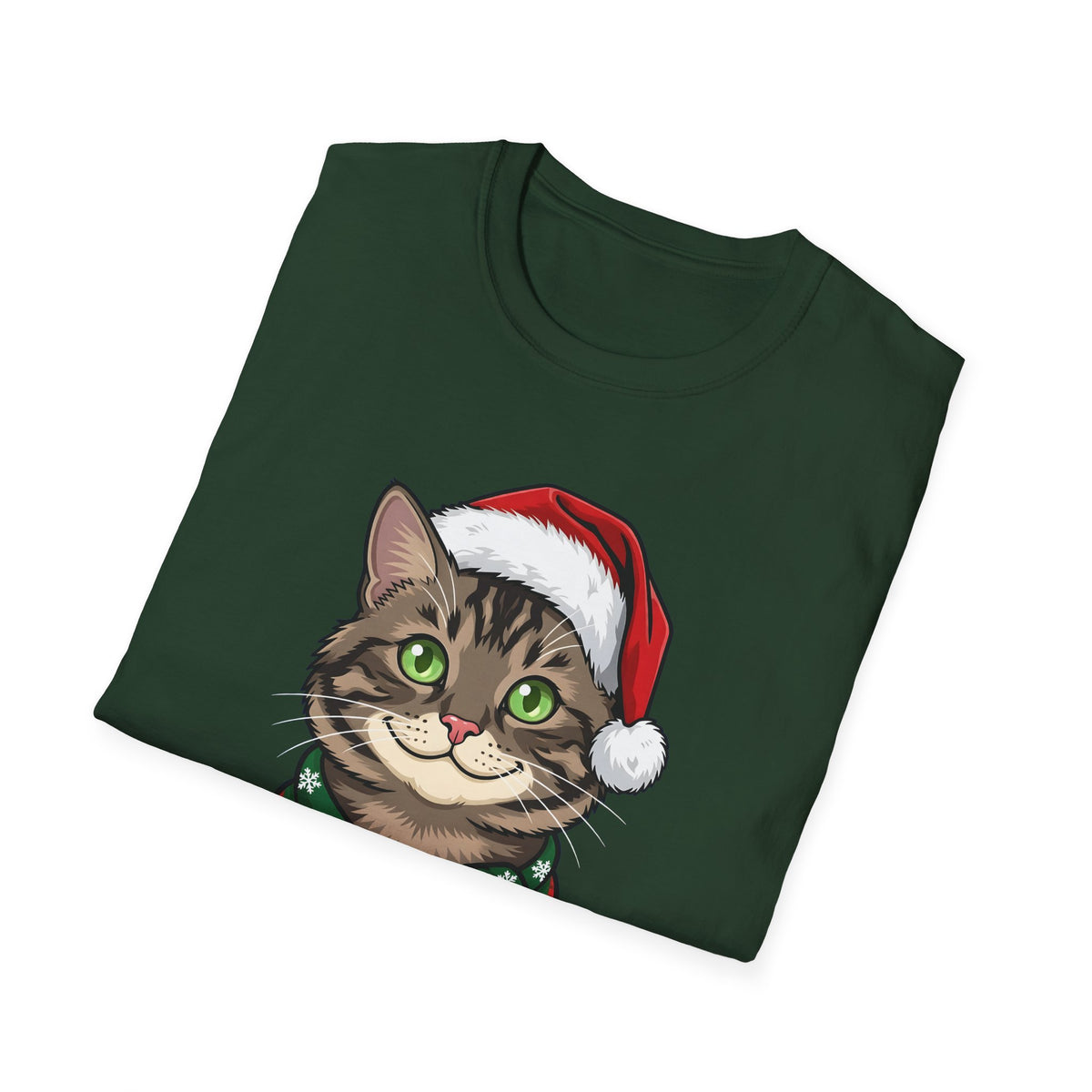 Merry Whiskers Brown Tabby Cat Christmas t-shirt, product photo 21
