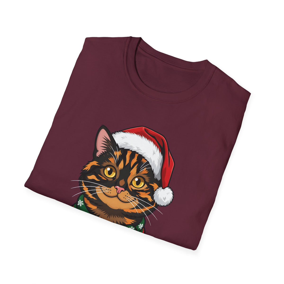 Merry Whiskers Tortoiseshell Cat Christmas t-shirt, product photo 15
