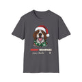 Merry Woofmas German Shorthaired Pointer Christmas t-shirt in Charcoal, front view