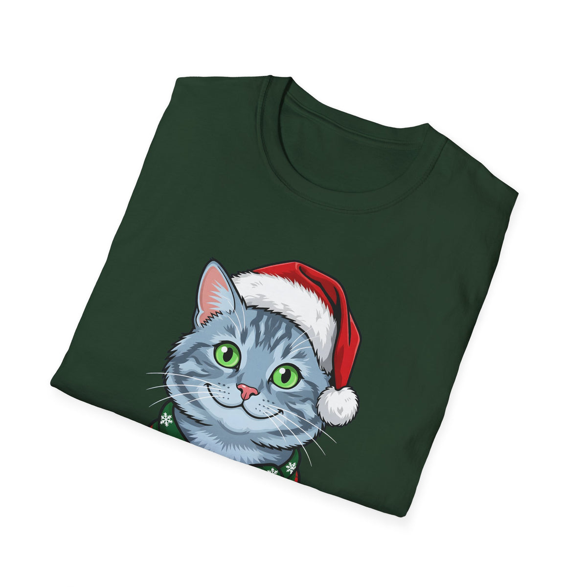 Merry Whiskers Gray Cat Christmas t-shirt, product photo 21