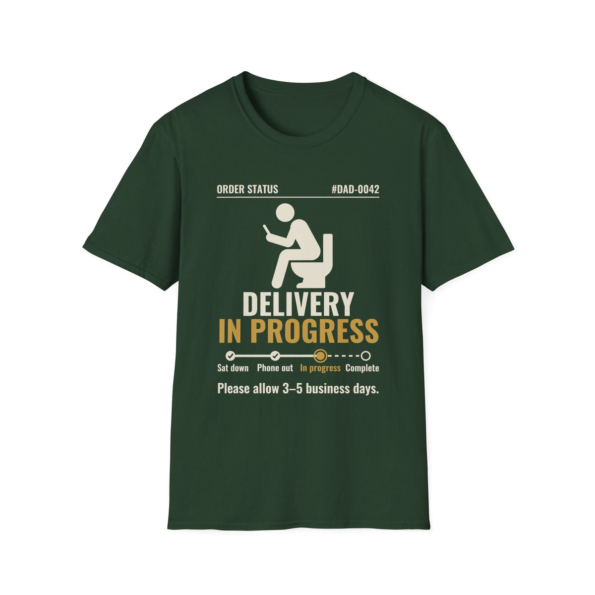 Delivery In Progress t-shirt in Forest Green, front view