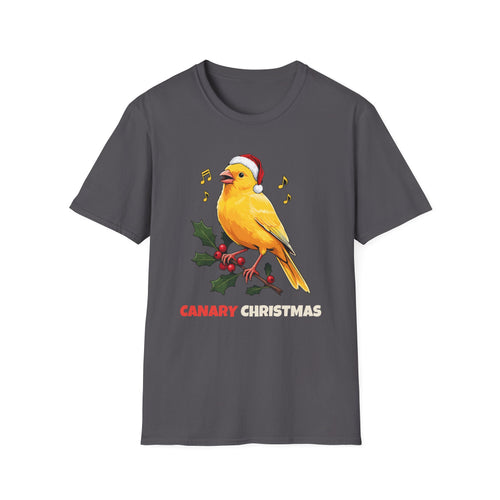 Canary Christmas t-shirt in Charcoal, front view
