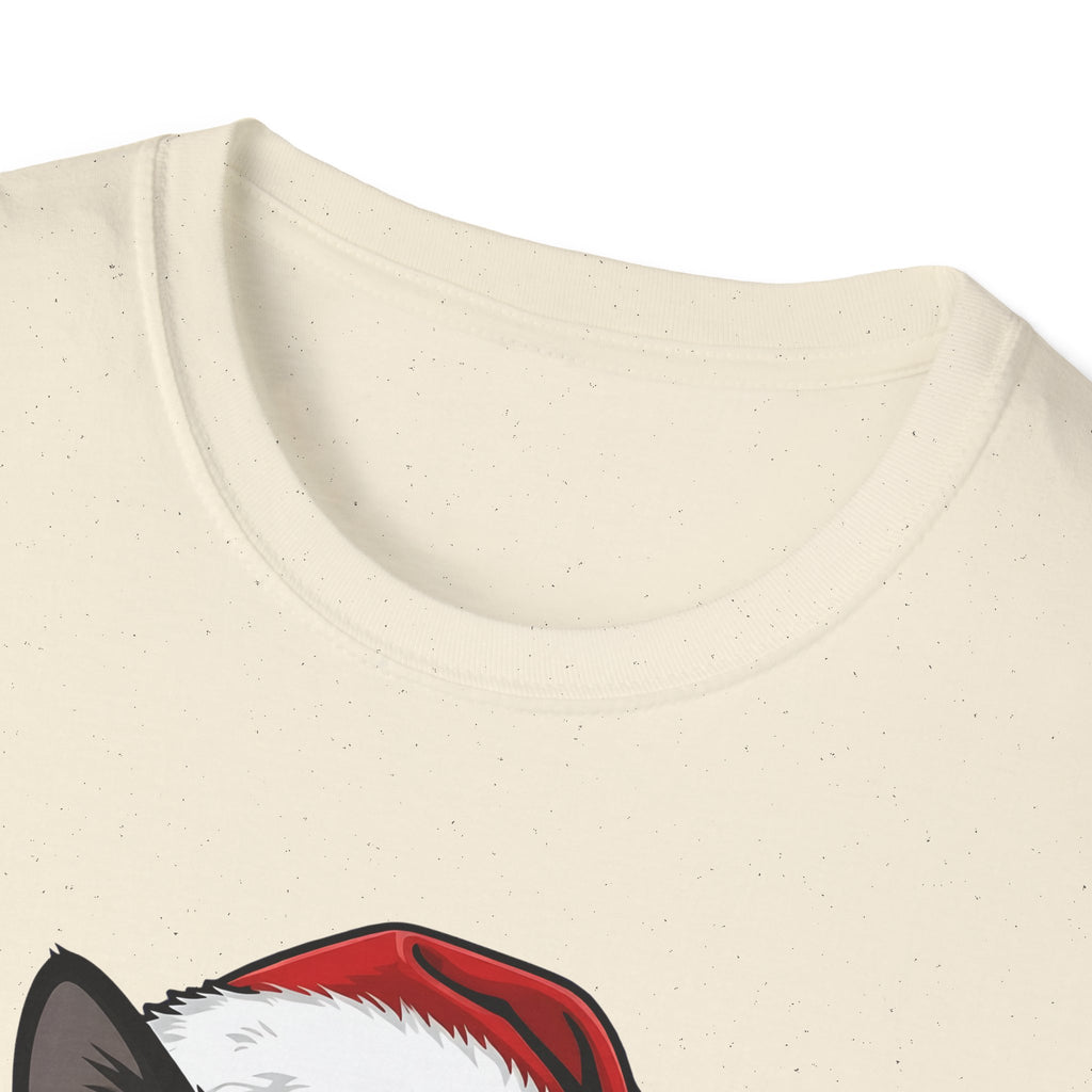 Merry Whiskers Tuxedo Cat Christmas t-shirt, product photo 14