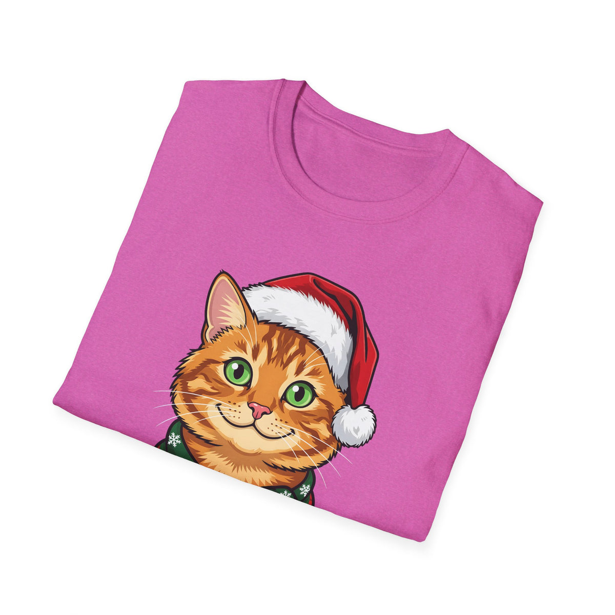 Merry Whiskers Ginger Tabby Cat Christmas t-shirt, product photo 36