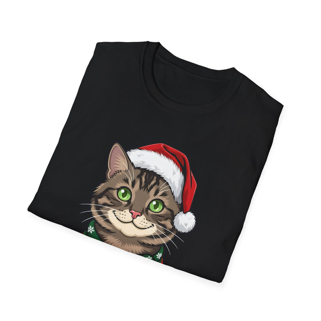 Merry Whiskers Brown Tabby Cat Christmas t-shirt, product photo 3