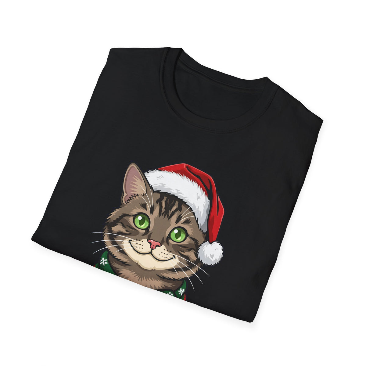 Merry Whiskers Brown Tabby Cat Christmas t-shirt, product photo 3