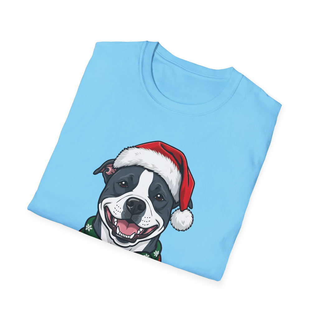 Merry Woofmas Blue Pit Bull Christmas t-shirt, product photo 24