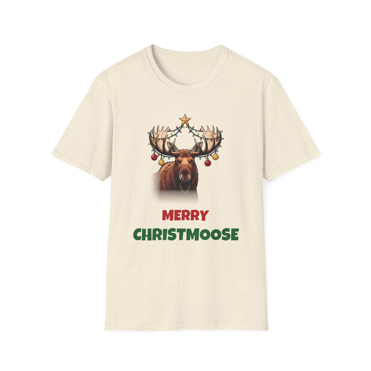 Merry Christmoose Christmas t-shirt in Natural, front view