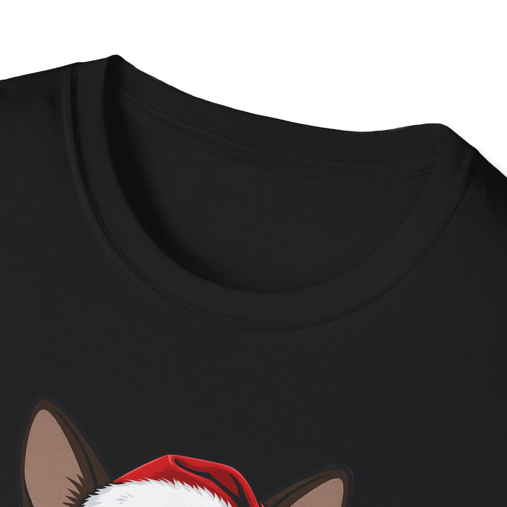 Merry Whiskers Siamese Cat Christmas t-shirt, product photo 2