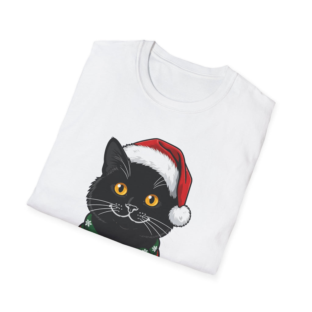 Merry Whiskers Black Cat Christmas t-shirt, product photo 6