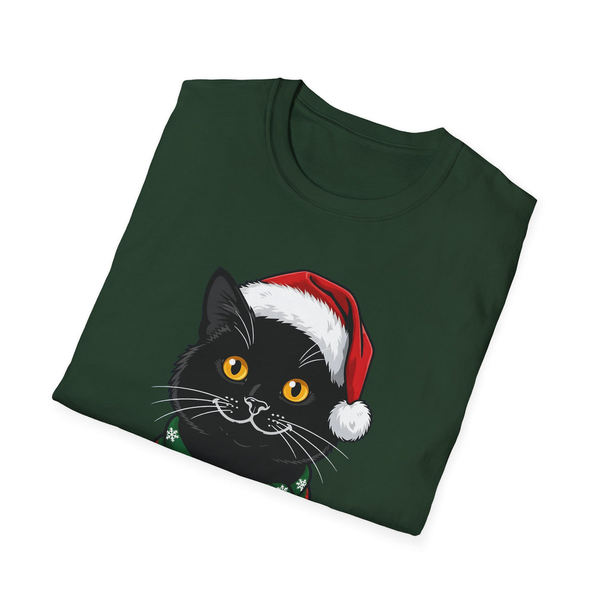 Merry Whiskers Black Cat Christmas t-shirt, product photo 18