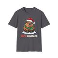 Capy Holidays Christmas t-shirt in Charcoal, front view