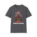 Merry Hippopotamus Christmas t-shirt in Charcoal, front view