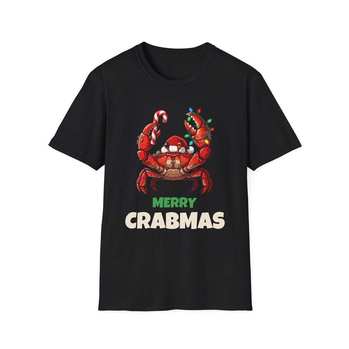 Merry Crabmas Christmas t-shirt in Black, front view