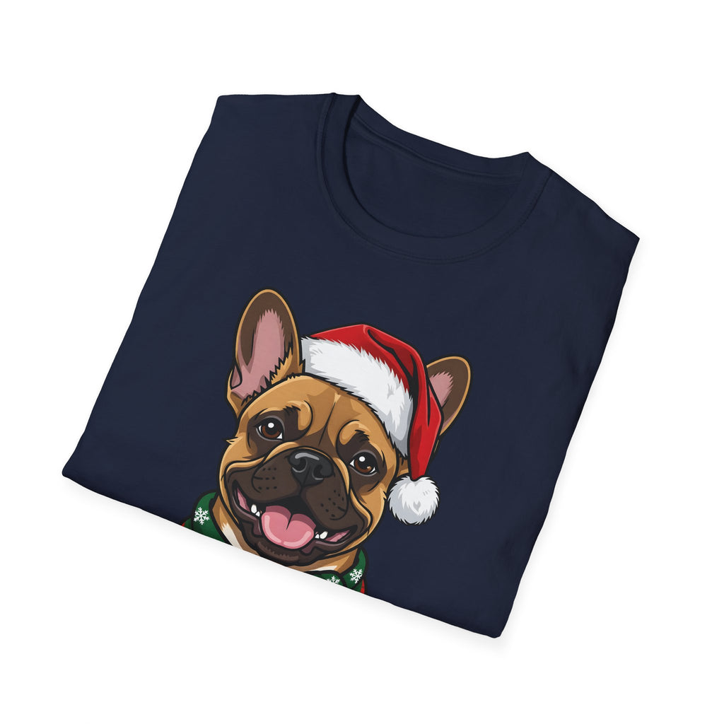 Merry Woofmas French Bulldog Christmas t-shirt, product photo 3