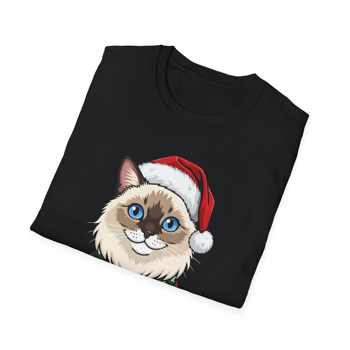 Merry Whiskers Ragdoll Cat Christmas t-shirt, product photo 3