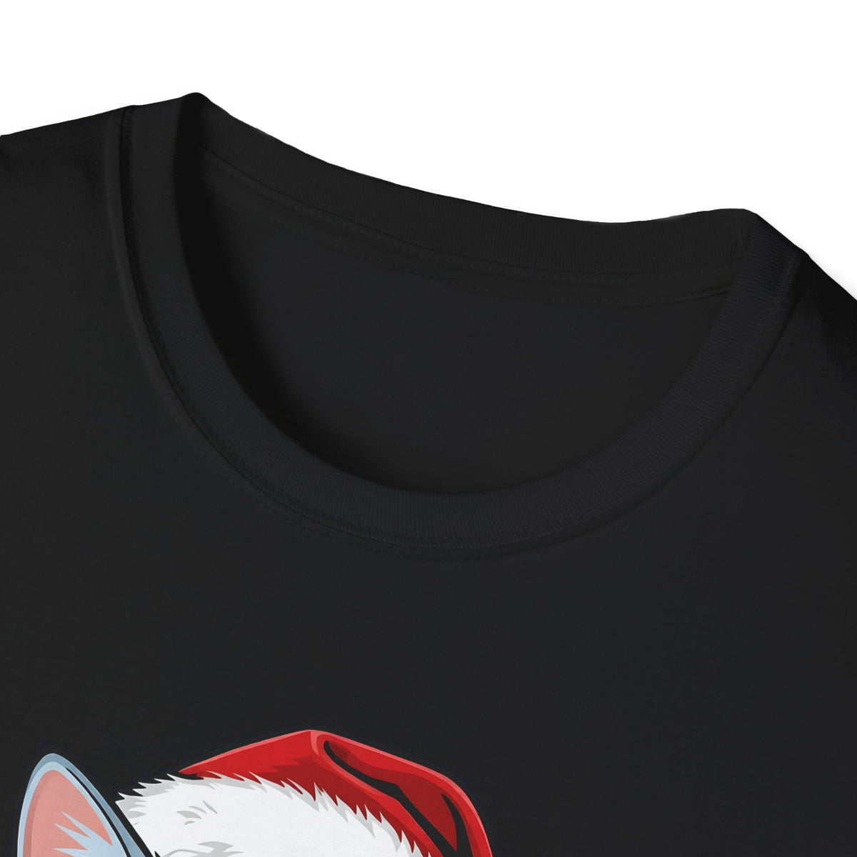 Merry Whiskers Gray Cat Christmas t-shirt, product photo 2