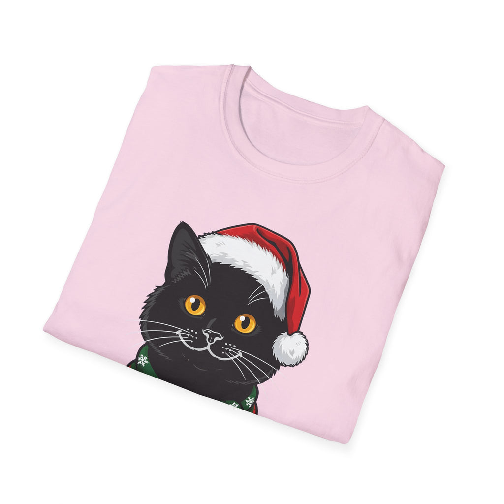 Merry Whiskers Black Cat Christmas t-shirt, product photo 30