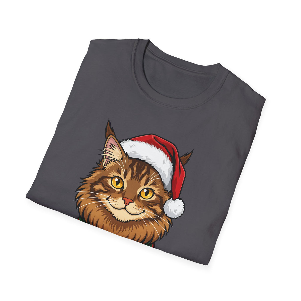 Merry Whiskers Maine Coon Cat Christmas t-shirt, product photo 27