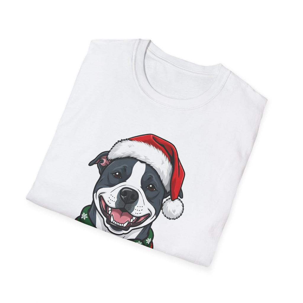 Merry Woofmas Blue Pit Bull Christmas t-shirt, product photo 9