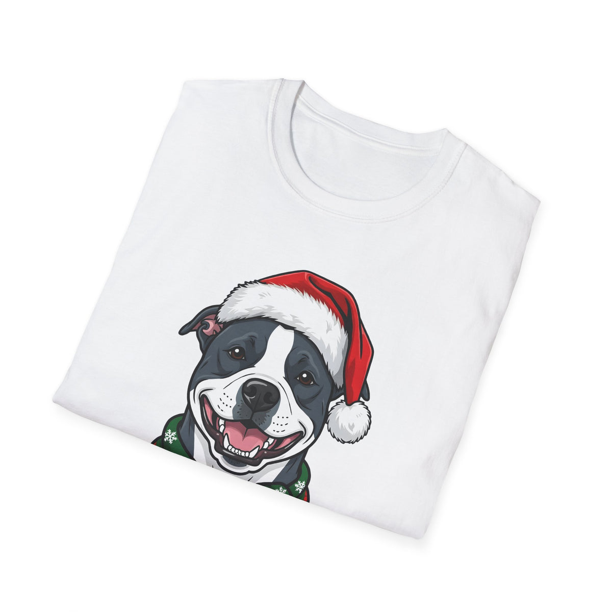 Merry Woofmas Blue Pit Bull Christmas t-shirt, product photo 9