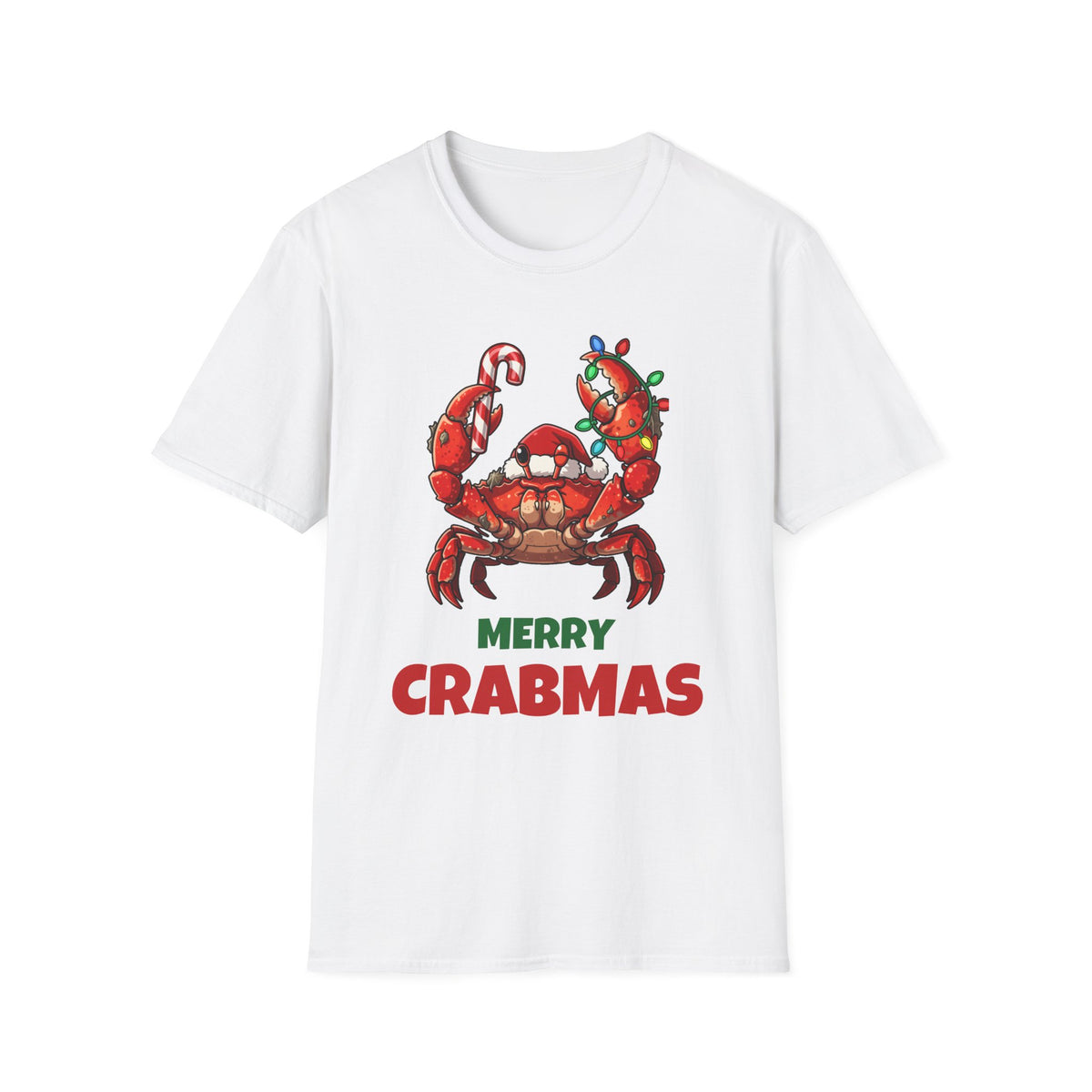 Merry Crabmas Christmas t-shirt in White, front view