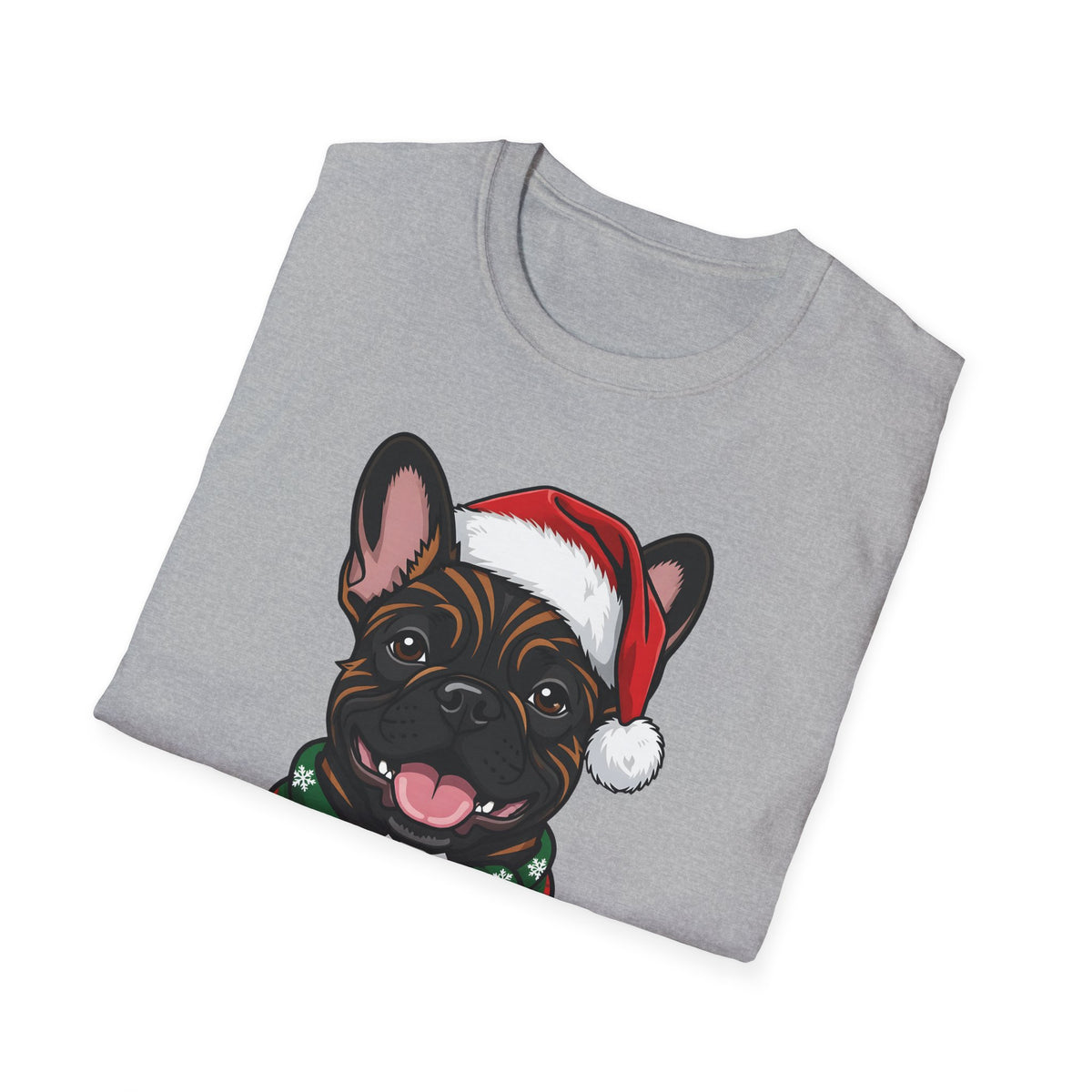 Merry Woofmas Brindle French Bulldog Christmas t-shirt, product photo 9