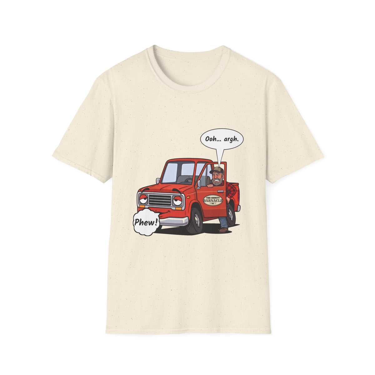 Tired Truck Phew t-shirt in Natural, front view