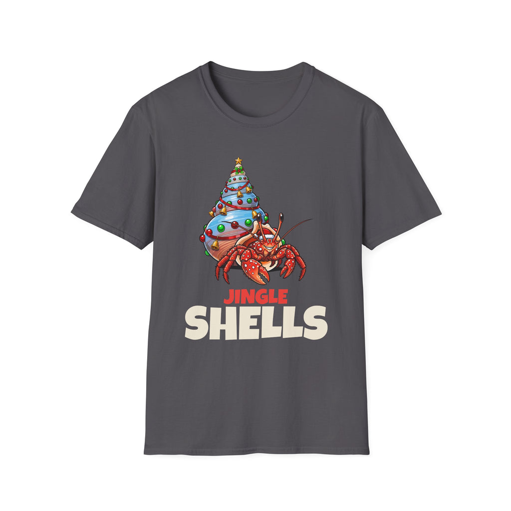 Jingle Shells Christmas t-shirt in Charcoal, front view