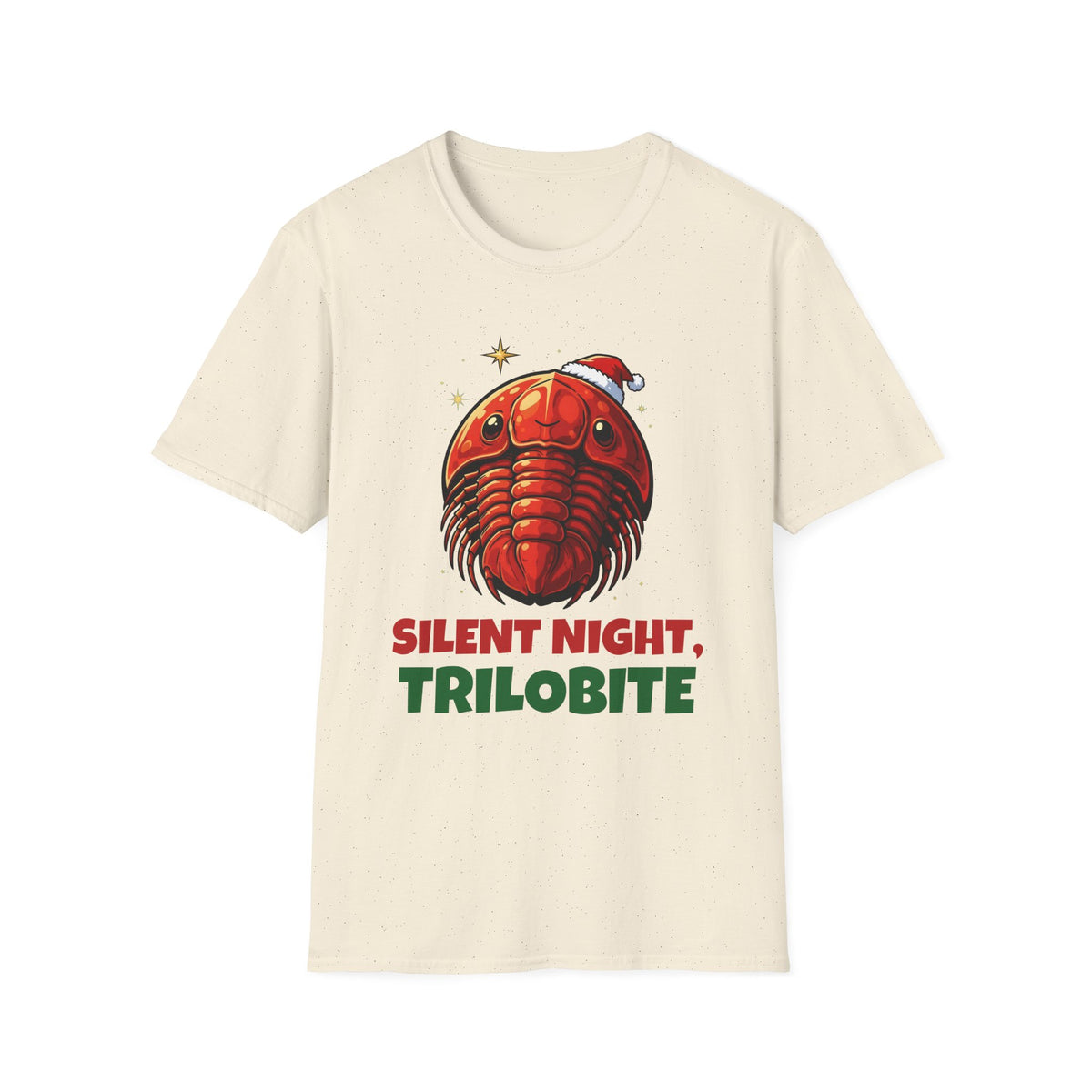 Silent Night, Trilobite Christmas t-shirt in Natural, front view