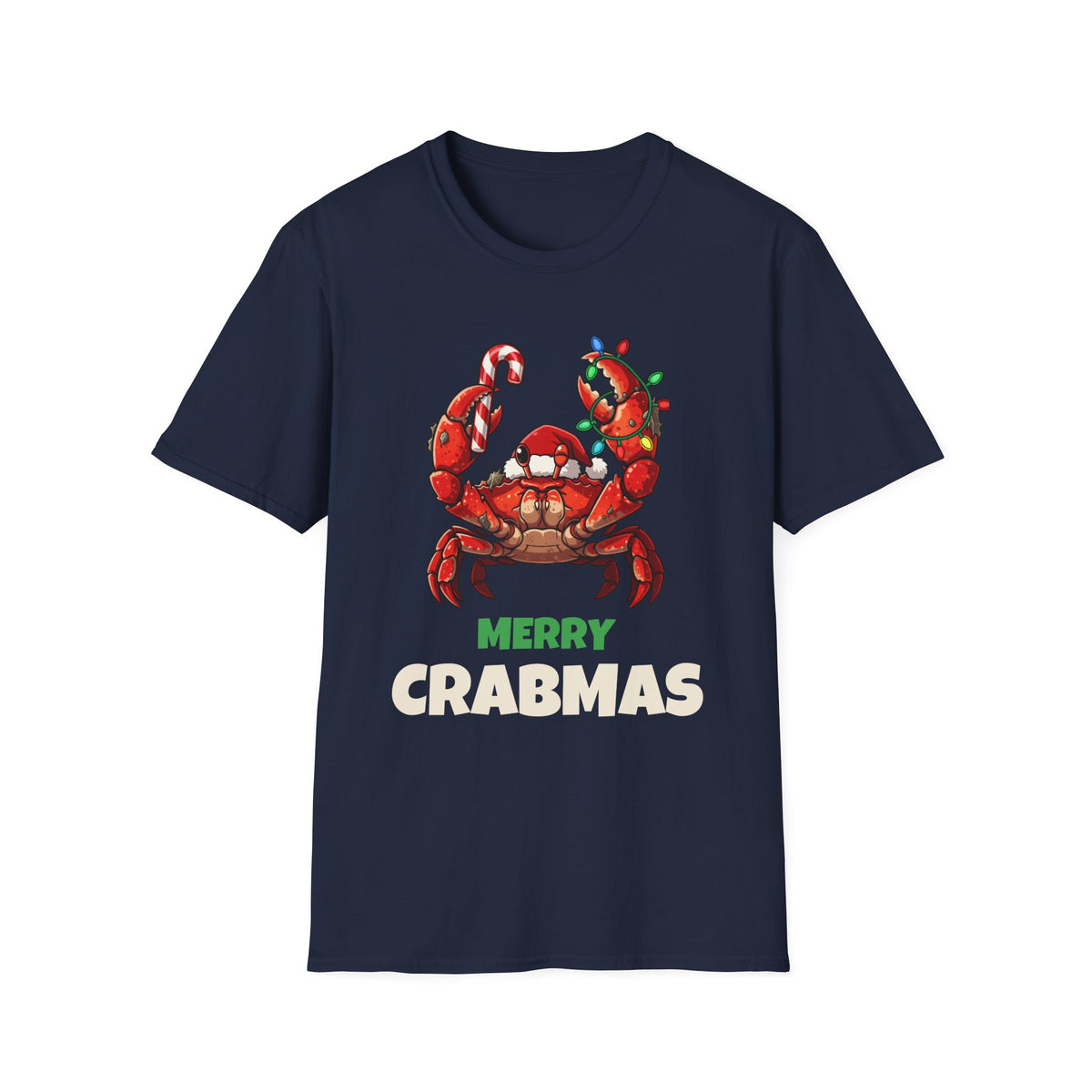 Merry Crabmas Christmas t-shirt in Navy, front view