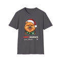 Yappy Holidays Pomeranian Christmas t-shirt in Charcoal, front view
