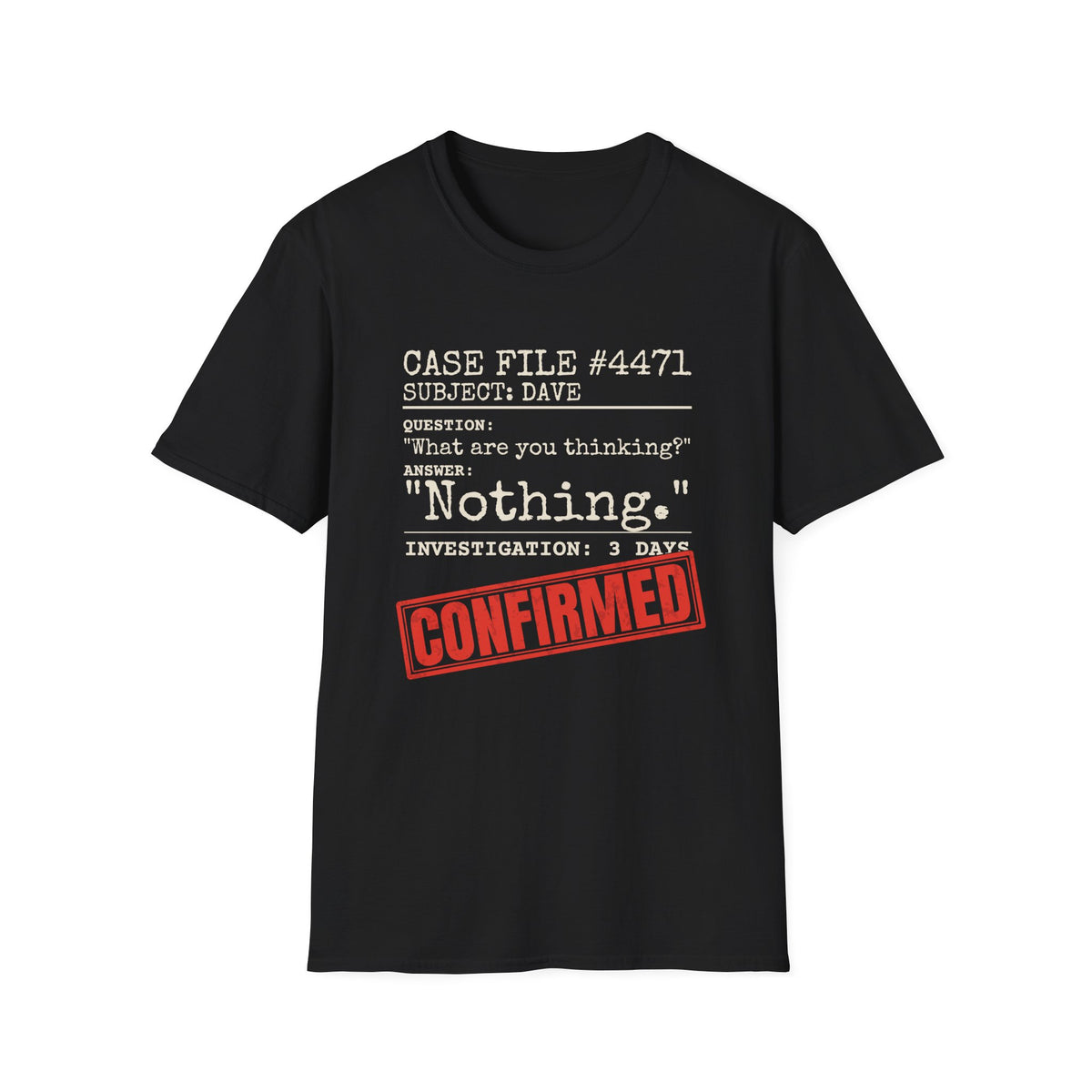 Case File Dad Joke t-shirt in Black, front view