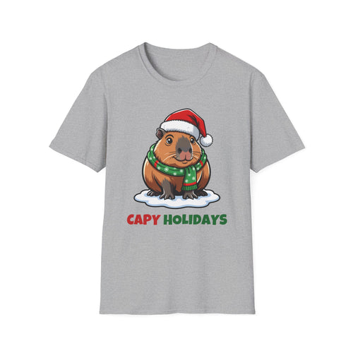 Capy Holidays Christmas t-shirt in Sport Gray, front view