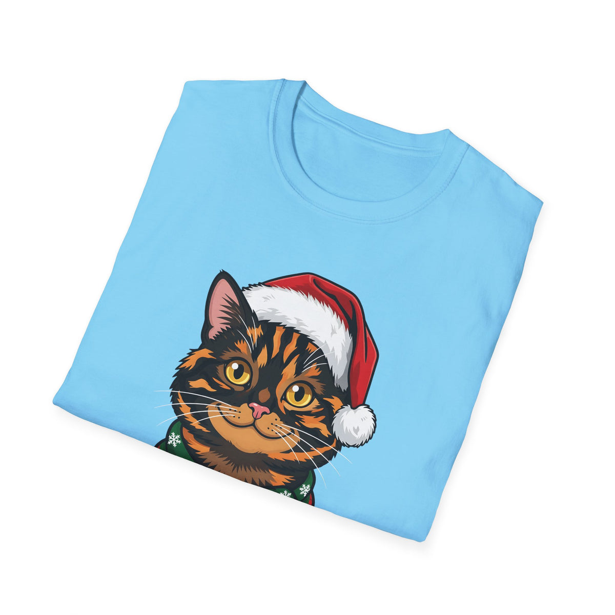Merry Whiskers Tortoiseshell Cat Christmas t-shirt, product photo 24